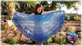 Châle demi lune "Luna" tutoriel crochet "Lidia Crochet Tricot"