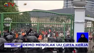 Aksi Lempar Batu dan Tembakan Gas Air Mata Warnai Demonstrasi Tolak UU Cipta Kerja - BIS 14/10