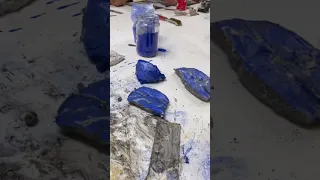 Today we made lapis using. Scagliola technique , plaster and pigment #scagliola