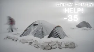 -35° Solo Winter Camping 3 Days | Solo Hot Tent Winter Camping in Snow Storm, ASMR