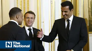 Emir of Qatar meets PSG's Kylian Mbappe at Elysee Palace