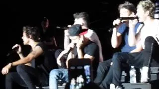 One direction- Last first kiss. Niall and Louis changing the lyrics