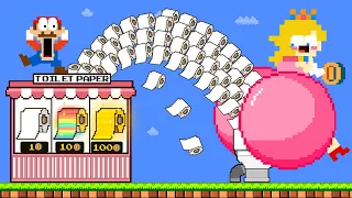 Economic Hardship: Mario can't buy 999 High-End Toilet Paper for Peach Giant Butts | Game Animation