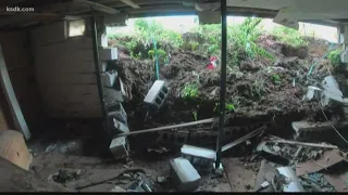 Basement wall collapses after flooding