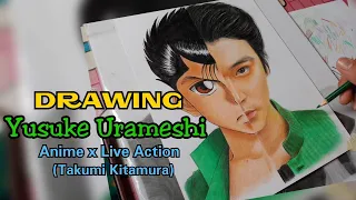 DRAWING YUSUKE URAMESHI x TAKUMI KITAMURA | Anime vs Live Action | Yu Yu Hakusho | Artventure 11