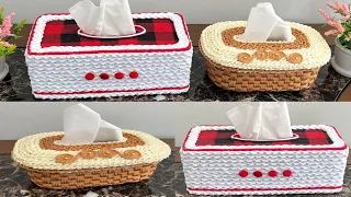 2 Diy Tissue Box/ Diy rope Organizer/ Rope Crafts/ Tissue Box Diy/ علبة مناديل يدوي