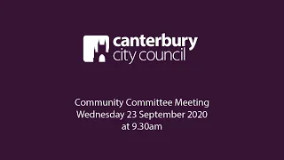 Community Committee - Wednesday 23 September 2020