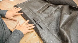 Turning Sheepskin into a Leather Jacket. Korean shearling Jacket Factory