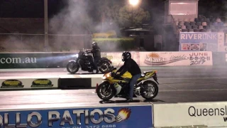 Triumph Rocket v R1 Drag Race