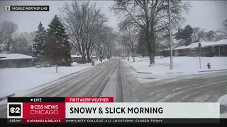 Snowy road conditions amid winter storm