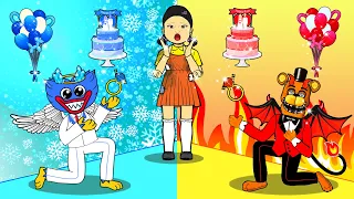 Oh! Frozen Angel OR Hot Vampire? - Squid Game Fire and Ice Wedding | Paper Dolls Story Animation