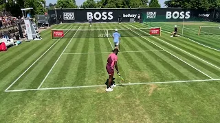 Tiafoe and Blumberg playing doubles against Musetti and Sonego