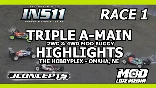 JConcepts INS11 HobbyPlex Race 1 - Triple A-Main Highlights | 2WD & 4WD Mod Buggy