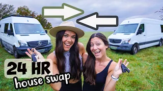 24 Hour Tiny House Swap with Kara & Nate (van life comparison)