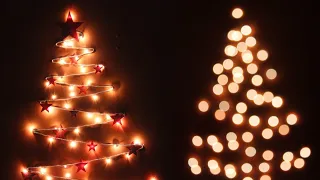 Diy Christmas Tree Wall Decor With Fairy Light / Christmas craft idea #Christmas2021