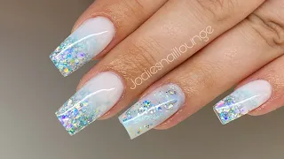 Acrylic nail design | glitter ombré | inc filing