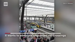 THAT IS INCREDIBLE See cyclist's incredibly close call with train