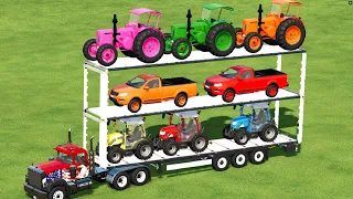 TRANSPORT OF COLORS! TRANSPORTING TO THE GARAGE WITH MINI TRACTORS AND PICKUP MACK TRUCK! Farming 22