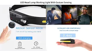 Gesture Sensing COB Headlamp XPE Head Light With 5 Light Modes