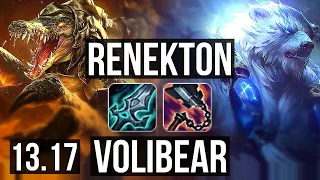 RENEKTON vs VOLIBEAR (TOP) | 9/0/3, 8 solo kills, Legendary | EUW Master | 13.17
