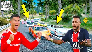 RONALDO VE NEYMAR SÜPER ARABALARLA KRALLIK YARIŞI YAPIYOR!(RONALDO SİNİRLENDİ!) - GTA 5