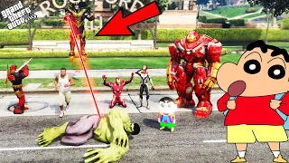 GTA 5 : SHINCHAN & Avengers Army Escaping Thanos With Hulk in GTA 5 ! | Techerz