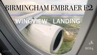 Brand new Embraer E2 landing at Birmingham, Wingview 4K