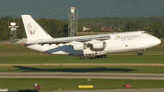 4K | *BEAST* Maximus Antonov An-124 landing & takeoff at Geneva/GVA/LSGG