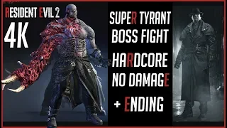 Resident Evil 2 Remake: Super Tyrant Mr. X Boss Fight + Ending (Hardcore, No Damage, 4K/60fps)