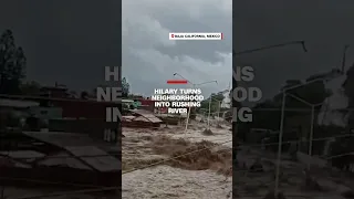 Baja California neighborhood turned into rushing river #cnn #shorts #hurricanehilary