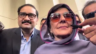 Islamabad: Former Prime Minister Imran Khan's Sister Aleema Khan Media Talk outside SC