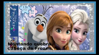 montando quebra cabeça da frozen