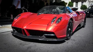 SuperCars in London July 2021 - Sian FKP 37, Huayra Roadster, 918!