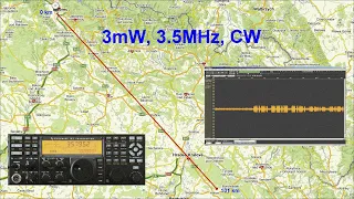Listening to the QRPP (3mW) CW signal 3.5MHz from a distance abt 100km