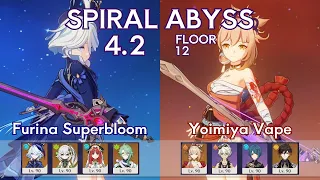 Furina Superbloom & Yoimiya Vape | Spiral Abyss 4.2 - Floor 12 | Full Star Clear | Genshin Impact