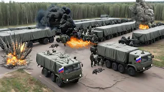 BIG Tragedy! 750 Tons of RUSSIAN Ammunition Supply Convoy Destroyed by UKRAINE and US Troops