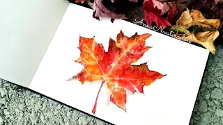 Autumn LEAF watercolor PAINTING/Maple Leaf/ Easy Art/ Step by Step/Sketchbook