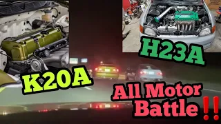 K20A EM1 Civic Vs H2B EJ Coupe Civic‼️ | Both Tuned On E85 | Racing