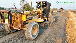 #Ep 1 Perfect Grader Spreading Gravel Making Village Roads | Grater Building Road Driving Skills