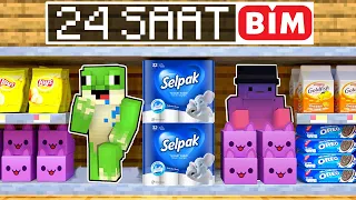 BİM'de 24 SAAT GEÇİRDİK! - Minecraft