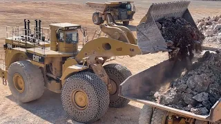 Huge Caterpillar 994 Wheel Loader Loading Caterpillar 777F Dumpers - Samaras Mining Group