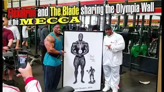 SHAWN RHODEN AND DEXTER JACKSON SHARING THE MR. OLYMPIA WALL AT GOLDS VENICE.