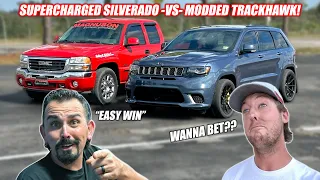 Magnuson Supercharged Silverado CALLED OUT Our Newly MODDED Trackhawk!!! (Pulleys, E85, Tune...)