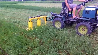 Homemade rotary mower in action