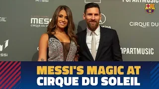 Messi and his team-mates present at the Messi10 presentation by Cirque du Soleil