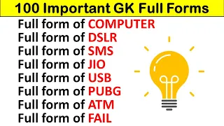 100 Most Important Full Forms of Short Forms || Most Common Abbreviation || Top GK Full Forms #VID12