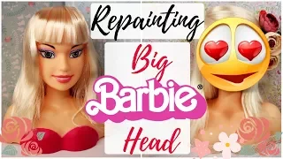 REPAINTING BIG BARBIE DOLL HEAD / How To Draw A Face, Eyes, Lips / EASY TUTORIAL SPEEDPAINT