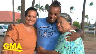 Man reunites with woman he carried on his back during Maui fire l GMA