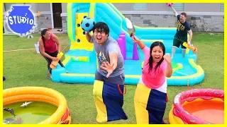 Slime Pools Giant Water Bouncer Obstacle Course with Water Balloons