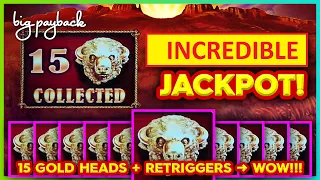 ALL 15 HEADS → One of MY BIGGEST JACKPOTS on Buffalo Gold Wonder 4 Boost Slots!